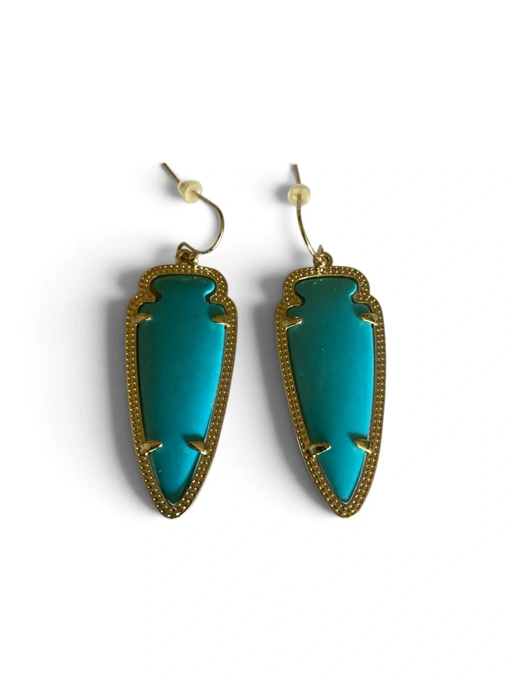 Kendra Scott Teal and Gold Arrowhead Drop Earrings - Women Jewelry